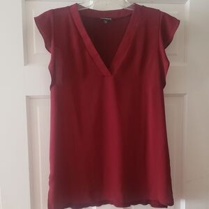 Express Deep Red V-Neck Blouse